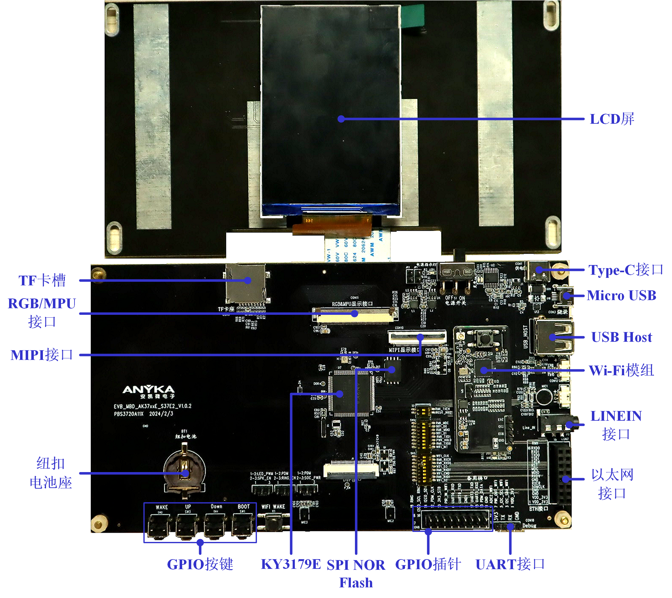 Sky37Ev2開發板套件C（電池供電智能鎖顯控開發板套件）